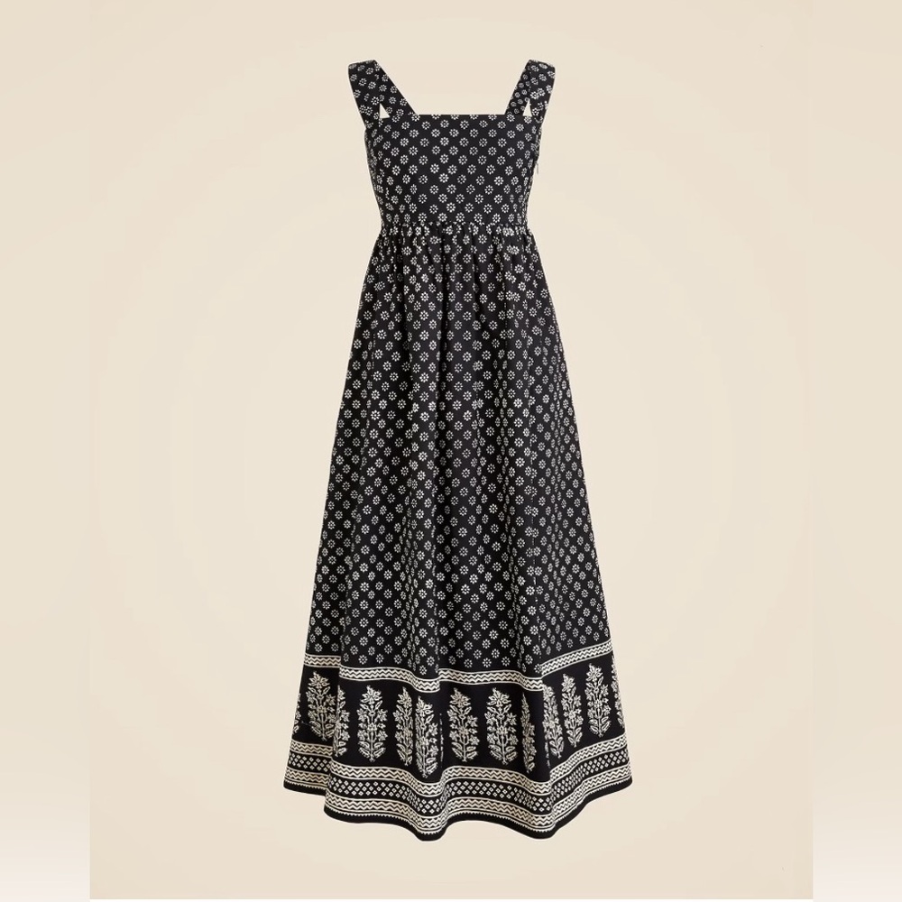 J.Crew Squareneck Poplin Midi Dress in Block Print Size 14 NWT CJ525